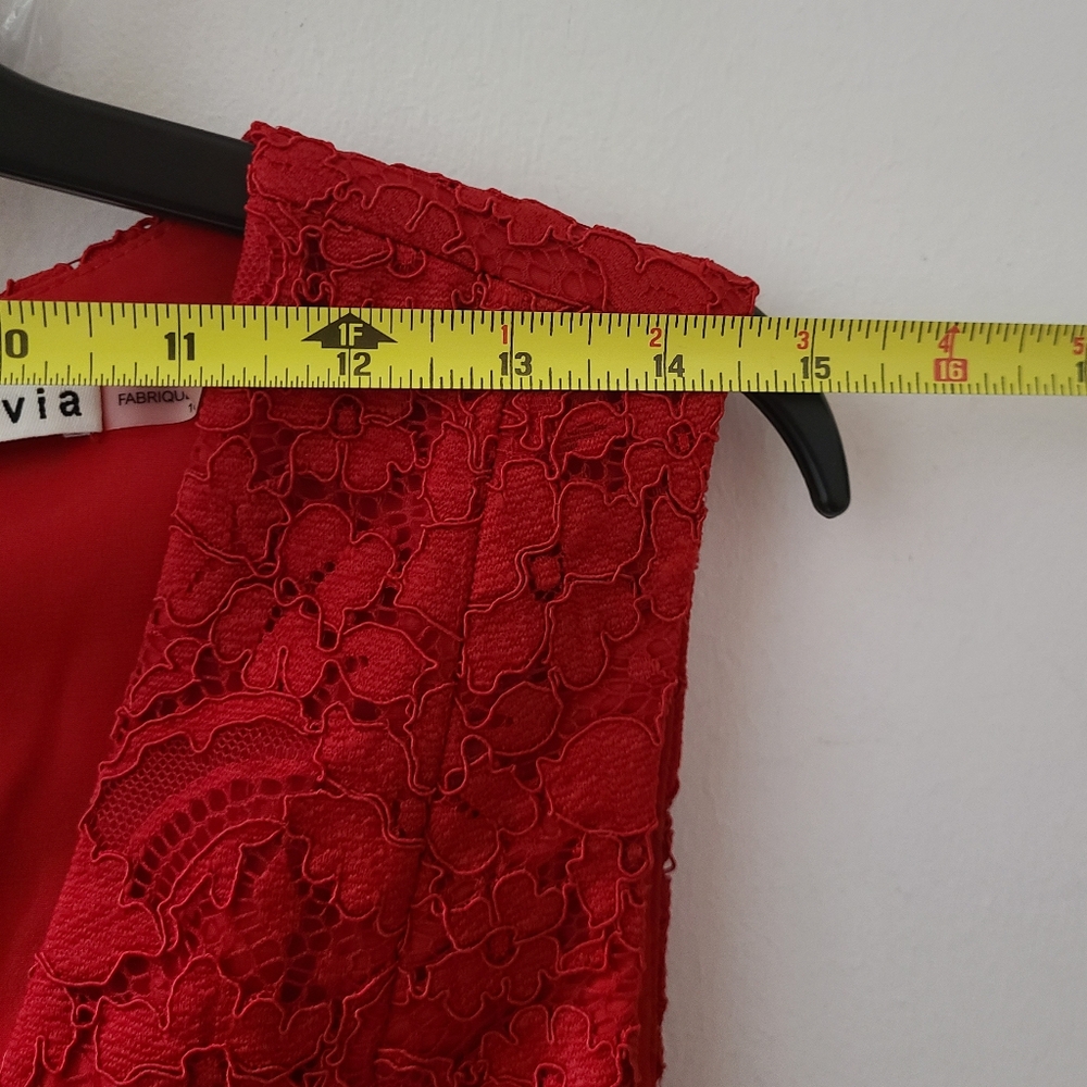 Alice + Olivia Kappa Lace A-line Dress Deep Ruby Red Sz 10 - Picture 12 of 13